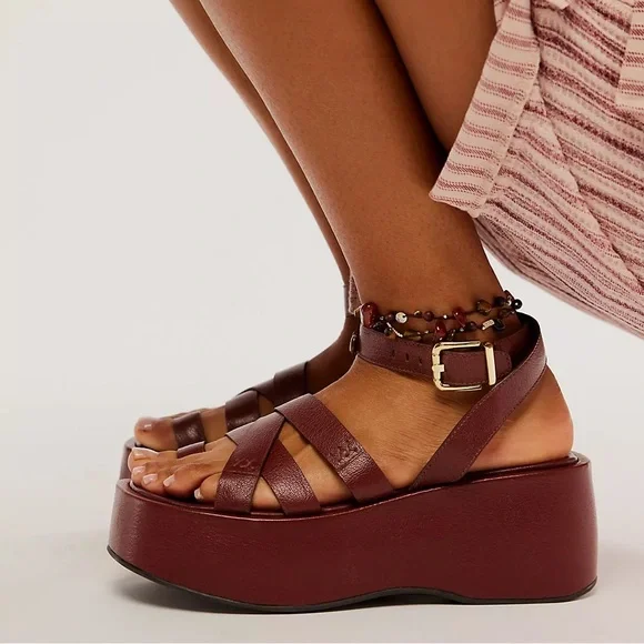 Free People Hazel Flatform Sandal - Brown / Coconut Shell - Picture 3 of 5